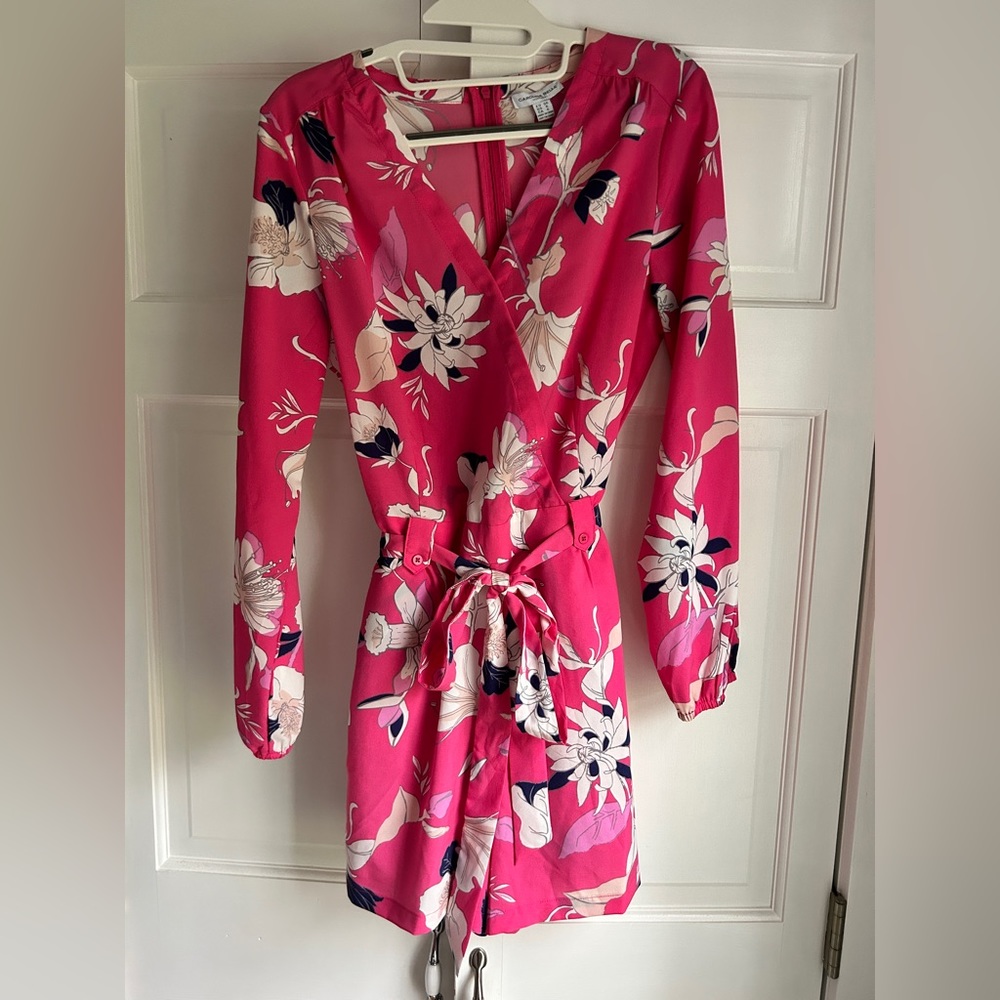 Carolina Belle Pink Floral Long-Sleeve Romper, Pink/White, Size 6